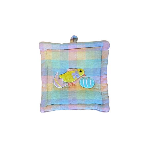 Vintage Spring Pot Holders Set | Bunny & Chick Easter Kitchen Decor - Picture 2 of 6